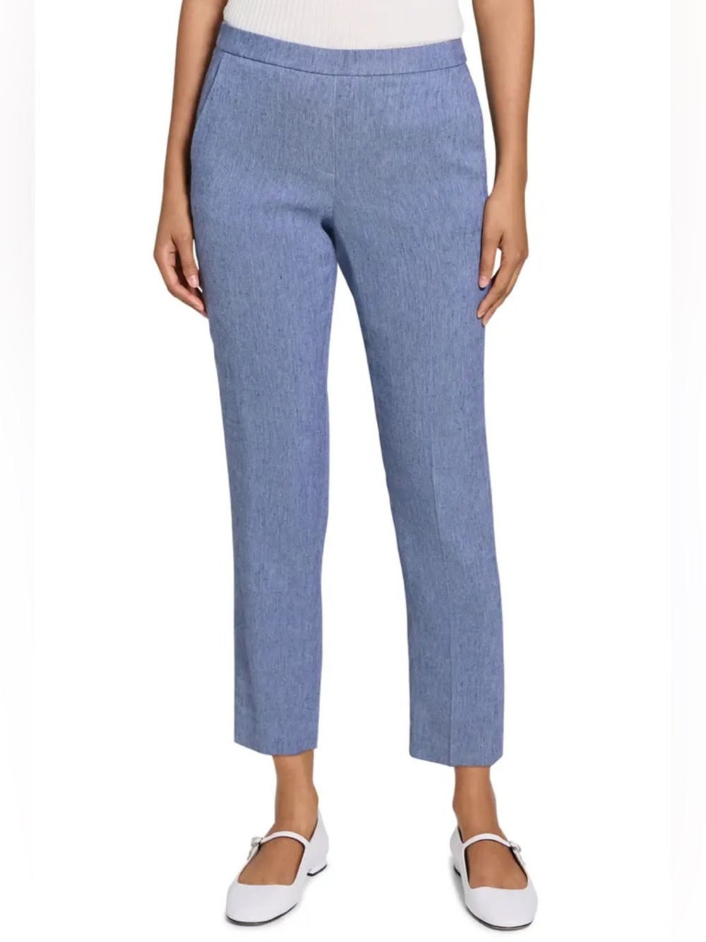 NWOT Theory Treeca Linen Blend Pull-On Crop Pants, Size 4 - Picture 2 of 10